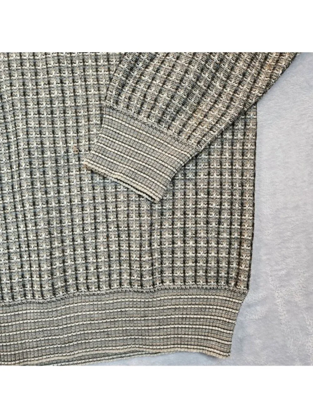 The Italian Sweater Co. Mens Large 3D Knit Geometric Grandpa wool blend Crewneck